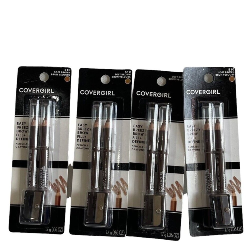 Lot of 4 CoverGirl Easy Breezy Brow Fill & Define Pencil (2 PK) - 510 Soft Brown